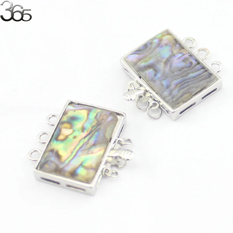 

Free shipping Wholesale Jewelry DIY Findings Natural MOP Abalone Shell Square Box Clasp 3-strand 18x25mm
