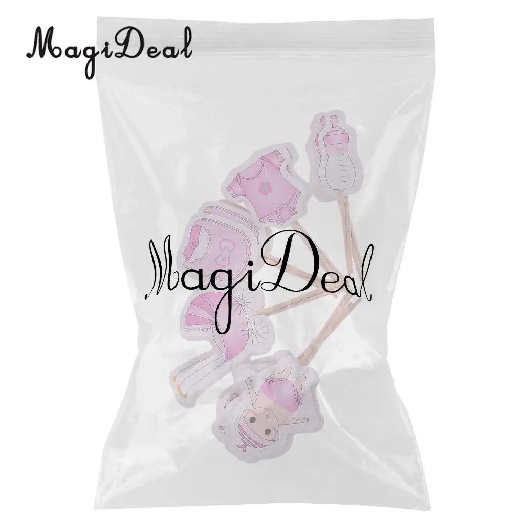 MagiDeal Lovely 20Pcs Baby Girl/Boy Cupcake Picks Cake Toppers Party Favors Decoration for Baby Shower Kids Birthday Party Day