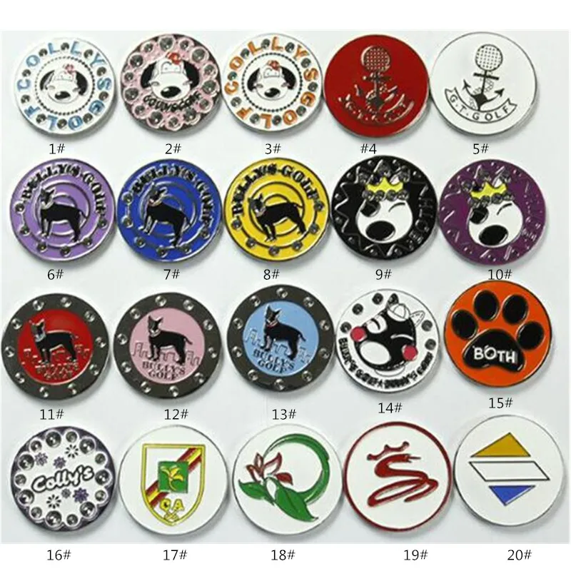 

New 5Pcs/Lot Lovely Whole Golf Hat Marks Golf Cap Clip With Magnetic Ball Marker Multi-style 1#-20# For Men Women