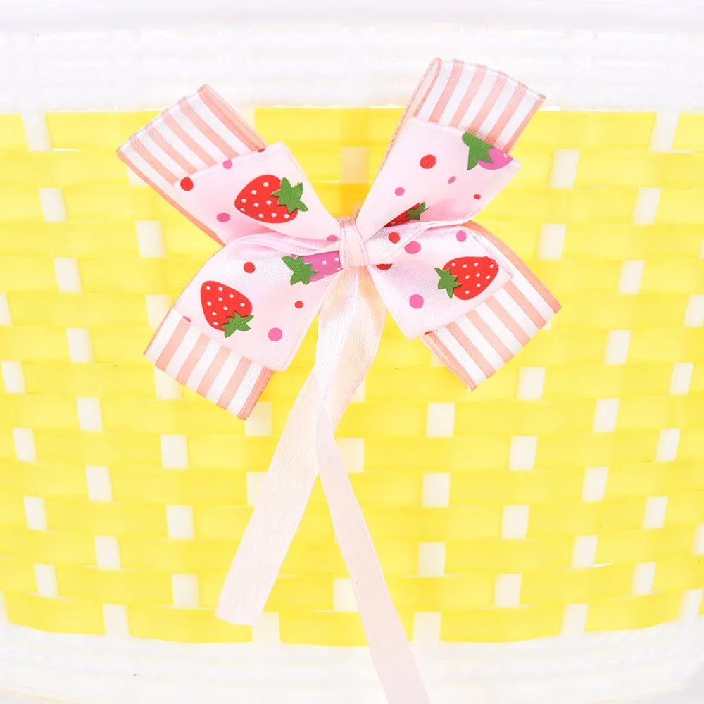 1PC Girls Children Bicycle Front Bike Basket Cycle Flowery Shopping Stabilizers Bowknot Basket Handlebar Bag 5 Colors