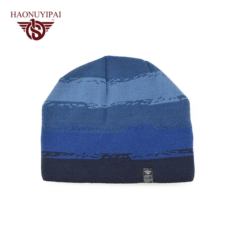 

New Winter Knit Hats Wool Striped Skullies Beanies For Men Warm Ear Windproof Caps Casual Hip Hop Hat Outdoor Sport Cap A115