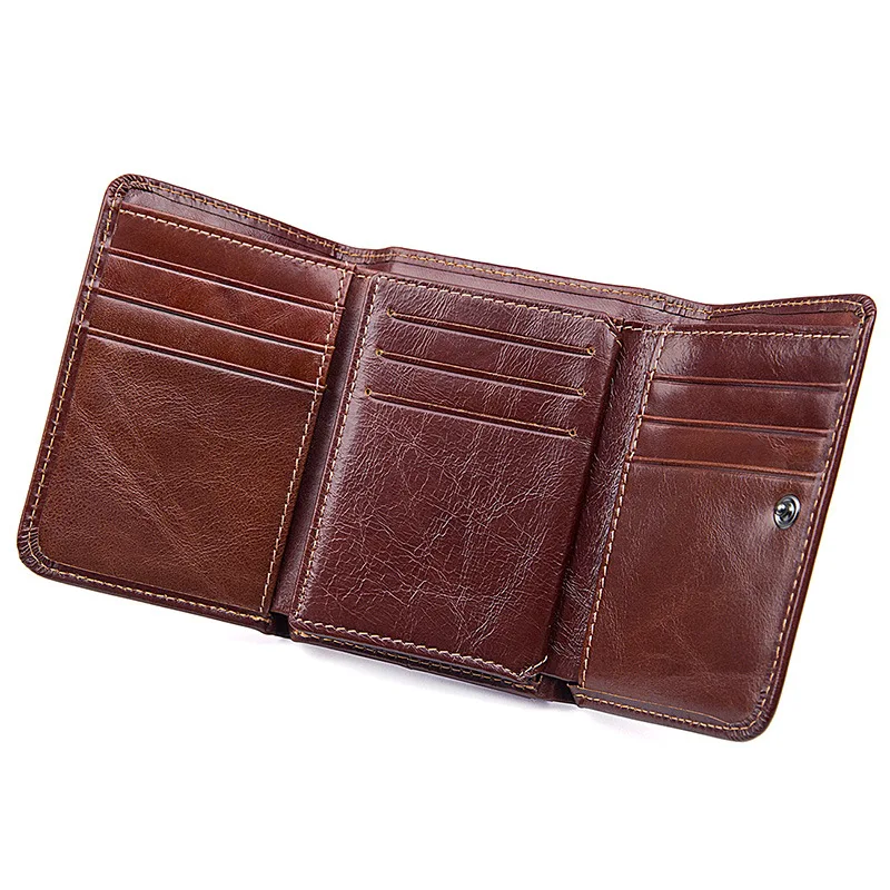 Men Money Clip Wallet Genuine Leather Mini Wallets with Coin Bag Male Hasp Purse Card Holers with Clamp