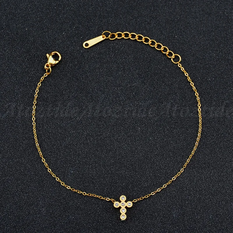 Atoztide Очаровательный из нержавеющей стали Кристалл Иисус крест браслеты для женщин золото Серебристый Браслет Религиозные украшения
