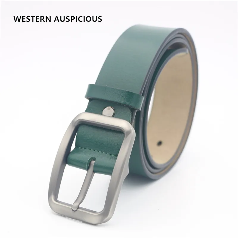 

WESTERN AUSPICIOUS Men Belt Black Green Blue Coffee Belts For Men 2018 Cinturon Hombre Genuine Leather Male Strap