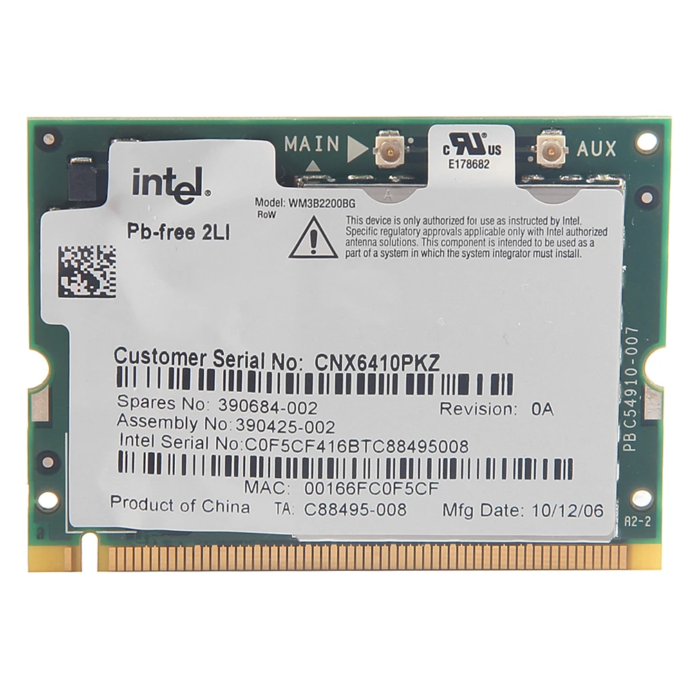Ноутбук Wlan Беспроводная Wi-Fi MINI-PCI карты для intel 2200 BG 802.11b/g Asus acer dell сетевой адаптер |