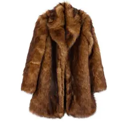 Высокое качество плюс размер S-6XL осень зима искусственный Лисий мех пальто женское утепленное плотное пальто Верхняя одежда с длинным