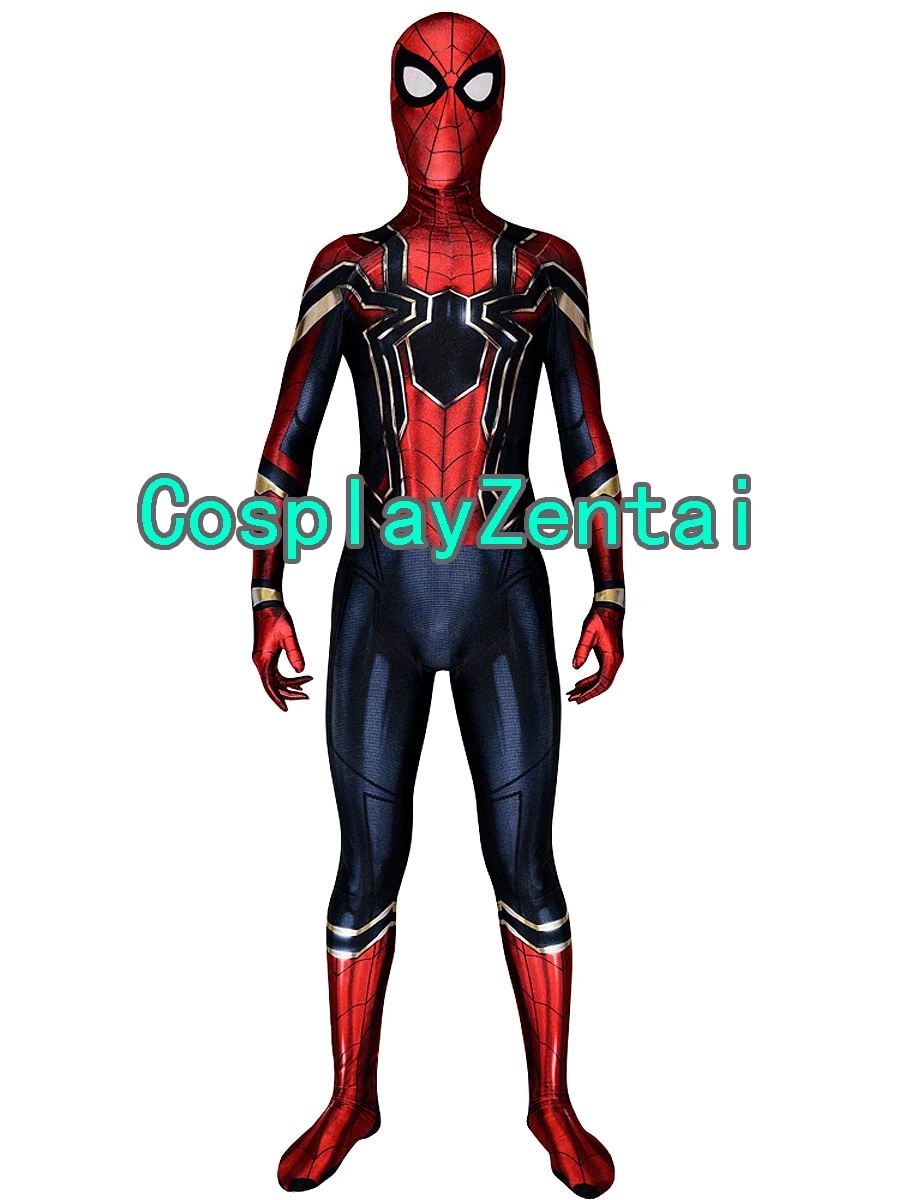 Новые Железный Паук костюм Человек-паук выпускников 3D спандекс Косплэй костюм для детей/взрослых