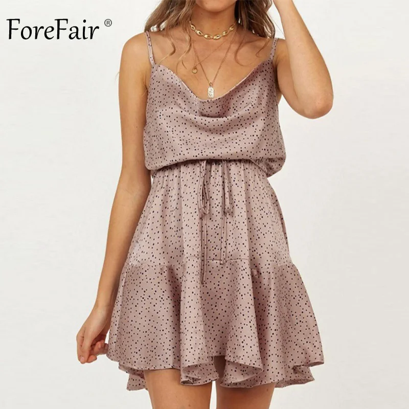 Forefair Polka Dot Summer Dress A Line Sexy  (11)