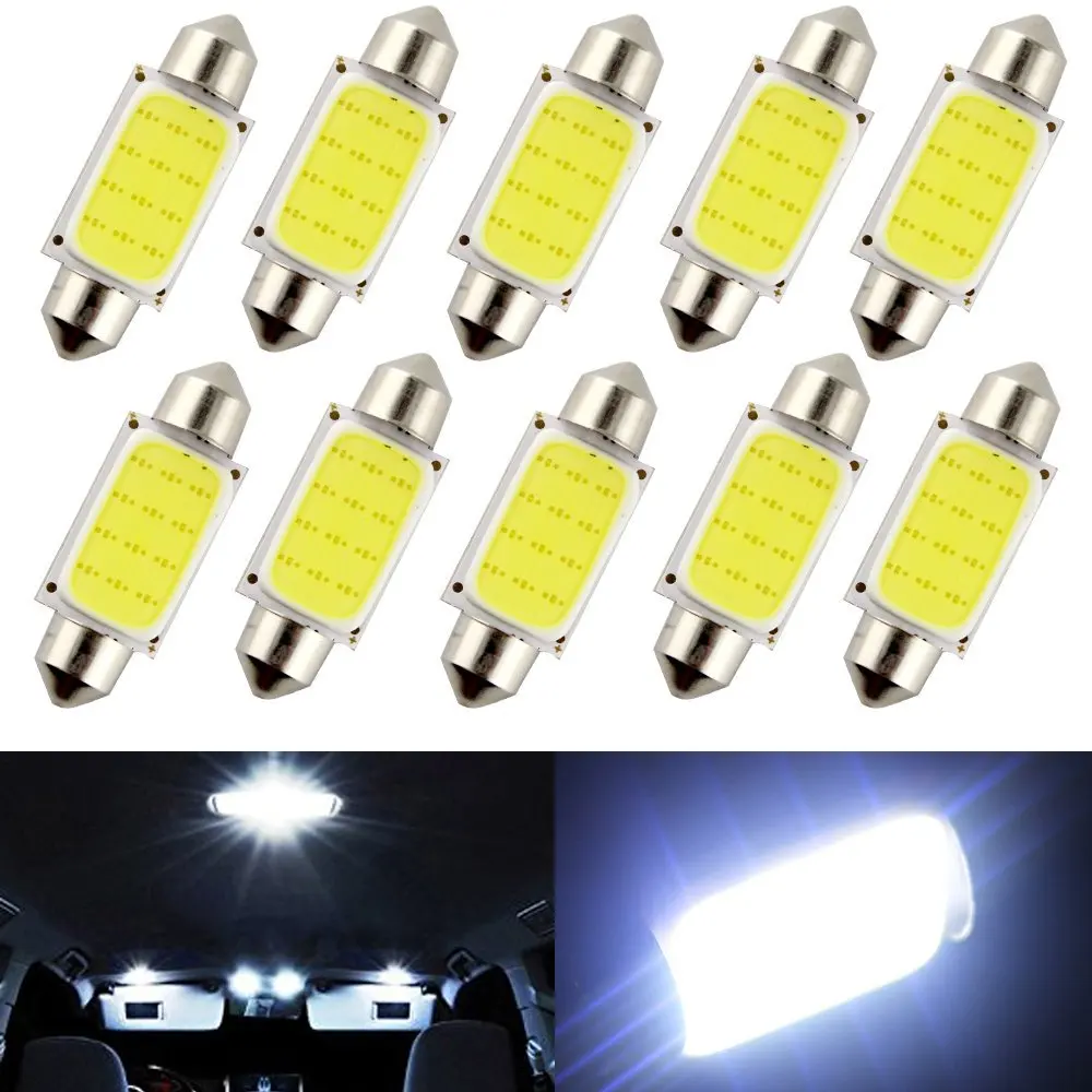 10pcs 31mm 36mm 39mm 41mm 12 chips COB LED DC 12V 8W White Color Car Dome  Light Car Lamp Auto Led Lamp bulbs Car Light