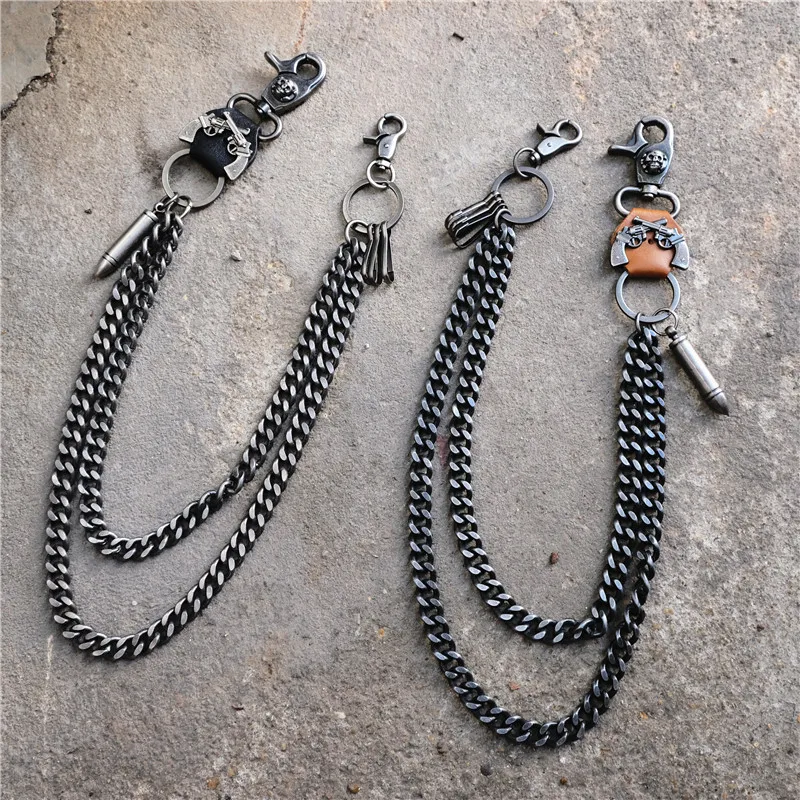 

Men's Keychain Jean Biker Wallet Chains Silver Metal Hinge Belt Rock Hip-Hop Street Punk Plating Rivet Jean Pant Chains KL17