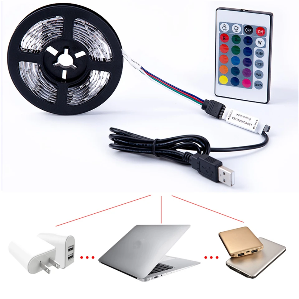 Tiras de Led usb alimentado 50 cm 1 Especificações (pontos de Luz / M) : 60pcs 3528 Rgb