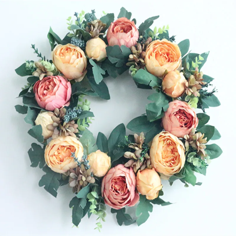 Flone Artificial Peony Wreaths Silk Simulation Flowers Wreaths