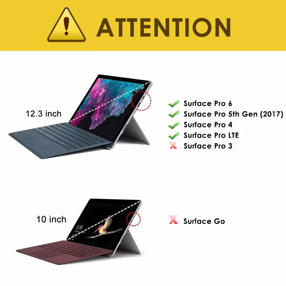 Чехол MoKo для microsoft Surface Pro 7/Pro 6/Pro 5/Pro /Pro 4/Pro LTE, Защитный Прочный чехол с держателем для ручек