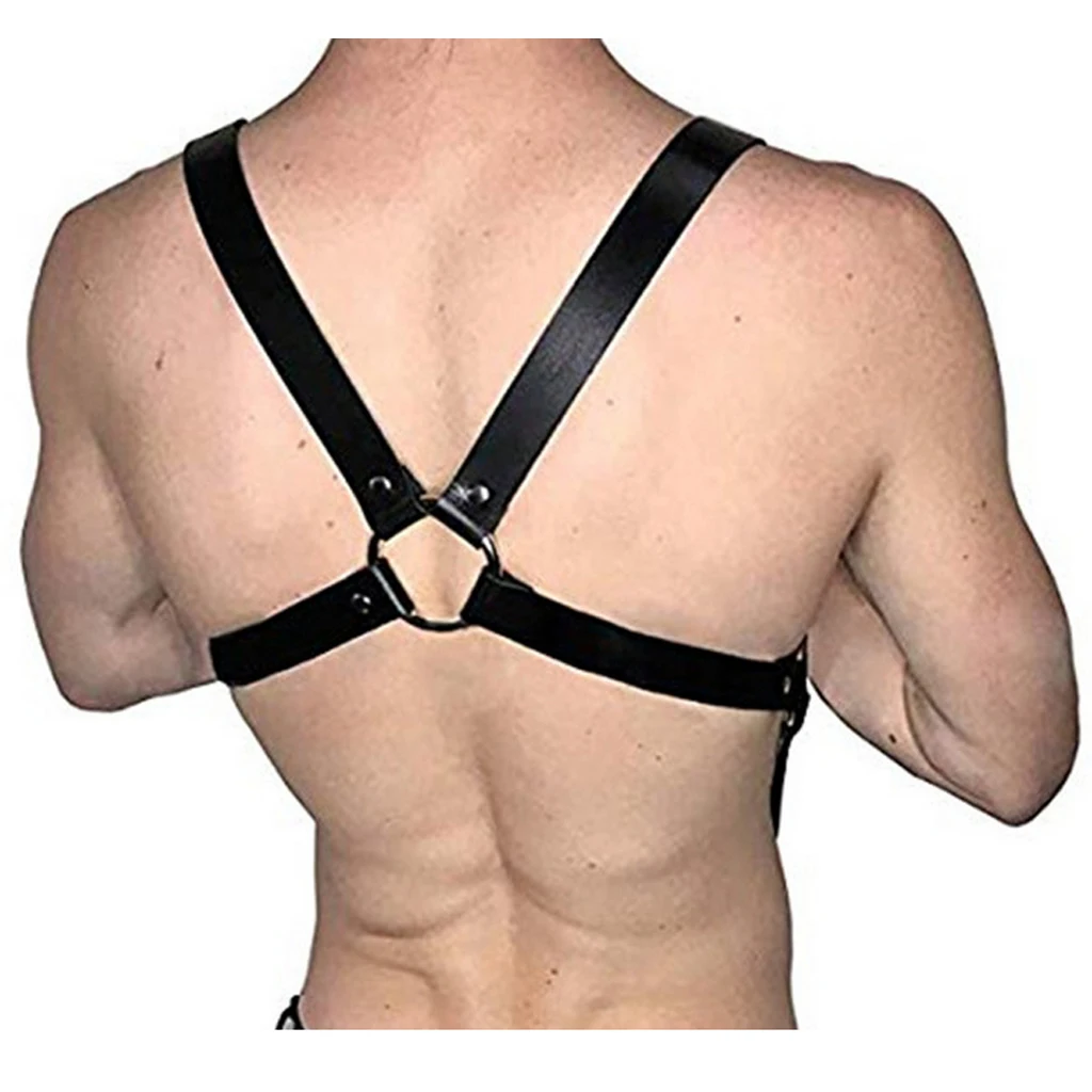 Men PU Leather Restrain Chest Strap Harness Hen Clubwear Costume Fancy Dress Sexy Costume For Lover 