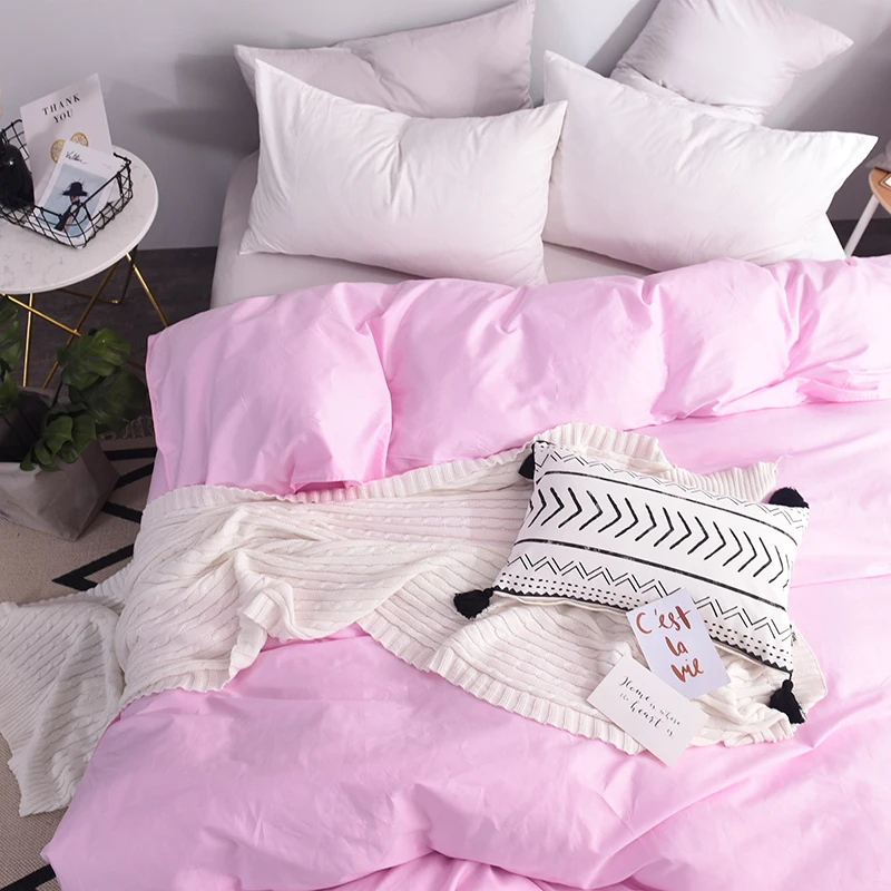 Solid Bedding Pink Duvet Cover Queen Size Quilt Cover Twin Cotton Duvet