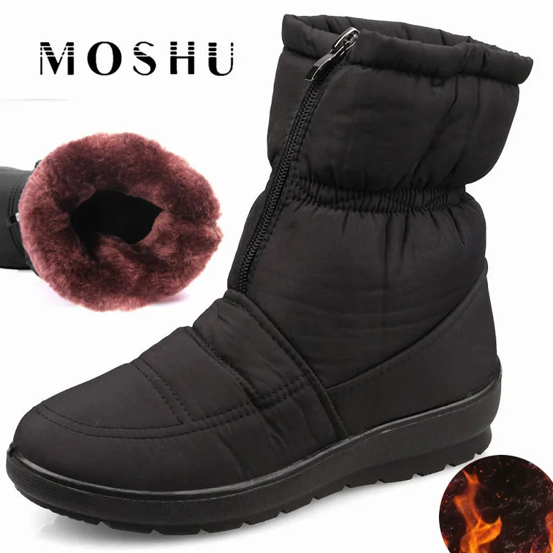 

Winter Women Boots Female Waterproof Ankle Boots Down Warm Snow Boots Ladies Shoes Woman Zipper Fur Botas