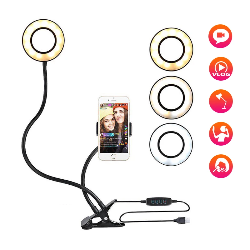 Selfie LED Ring Light with Cell Phone Mobile Holder/Stand