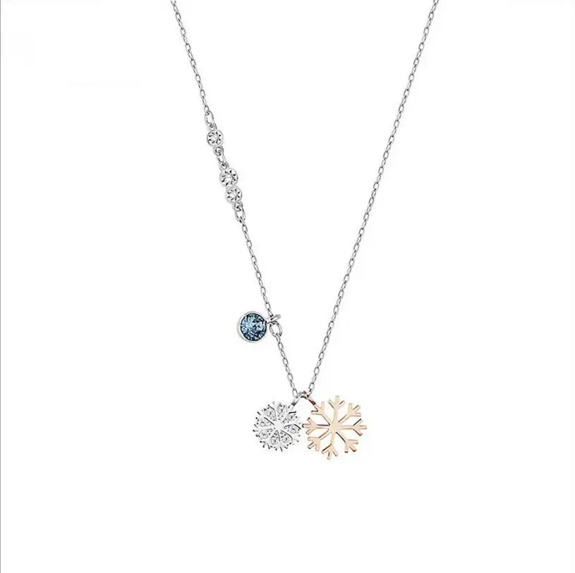

2018 New Snowflake Pendant Necklace 925 Sterling Silver JEWELRY Fashion Clavicle Chain Female Accessories Gift for Girlfriend