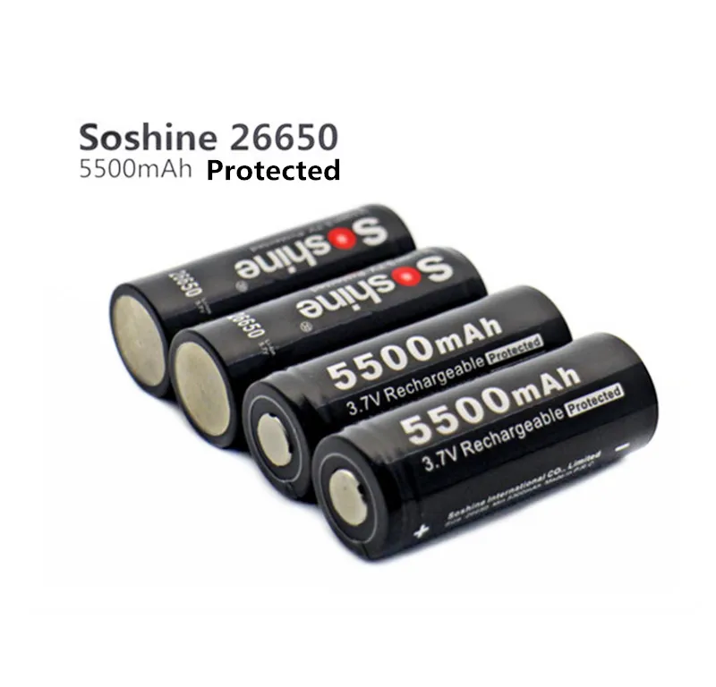 Soshine 3,7 V 5500mAh 26650 батарея защищенная 26650 литий-ионная аккумуляторная батарея с держателем батареи чехол