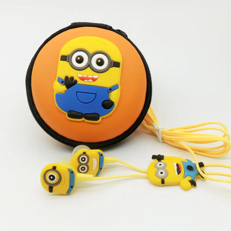 

2016 new Despicable Me Minions Cartoon Earphone In-ear Wired 3.5 mm Headset earbuds for MP3 MP4 Mobile Phone Packing box