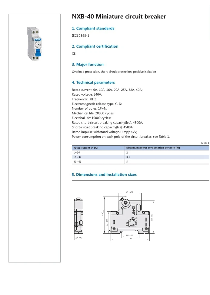 CHINT автоматический выключатель NXB-40 1P+ N C6A 10A 16A 20A 25A 32A 40A 4.5KA Мини автоматический выключатель DPN