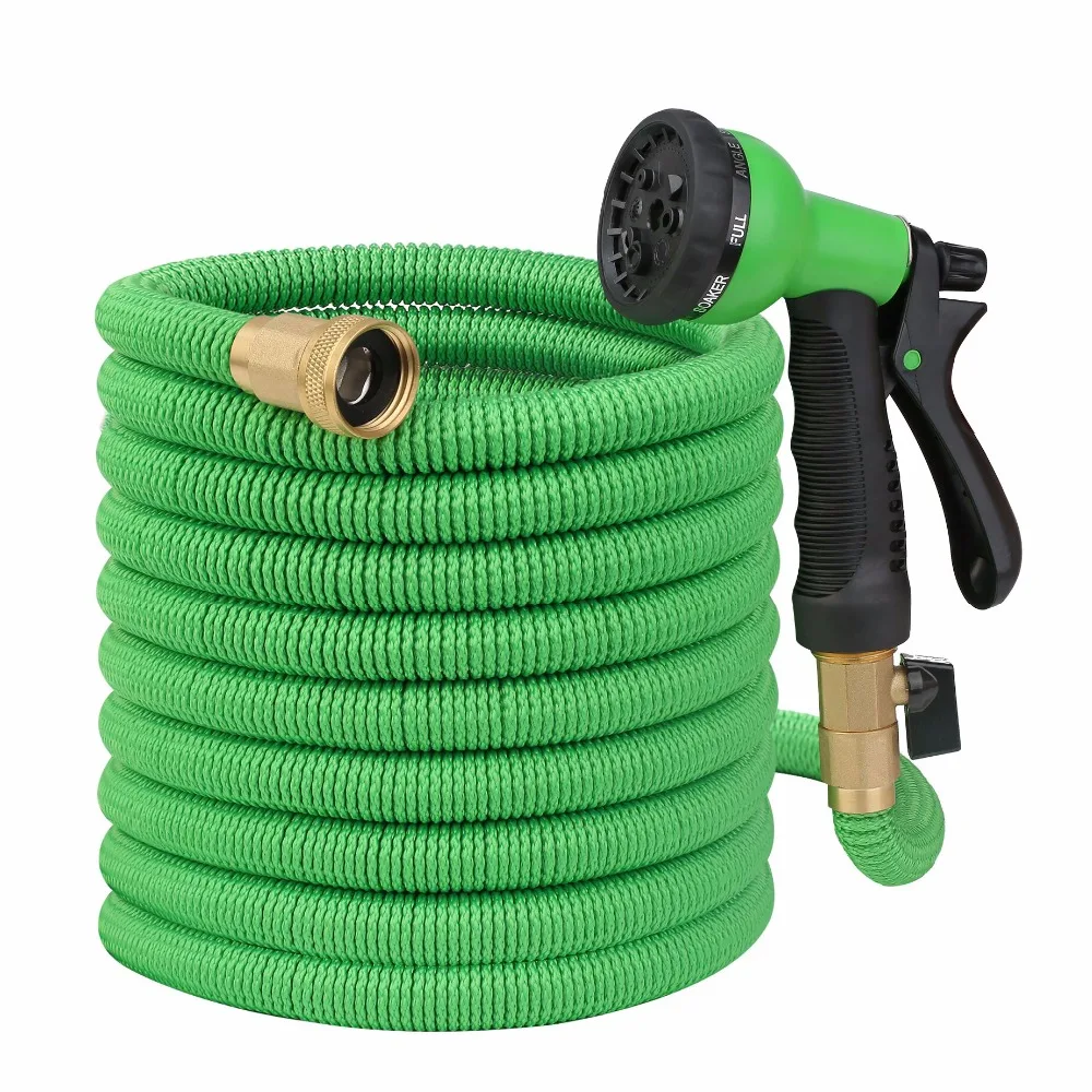 Garden Hose  100 ft Heavy Duty Expandable - Premium Flexible & Expanding - 9-Pattern High-Pressure Water Spray Nozzle & Bag - No Kink Tangle-Free Lawn & Plant Watering Triple Layer & Brass connector2