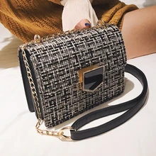 

Square lock Female handbags Mosaic Fashion women wool small Flap shoulder bags chains handbags knitting crossbody Messenger bags