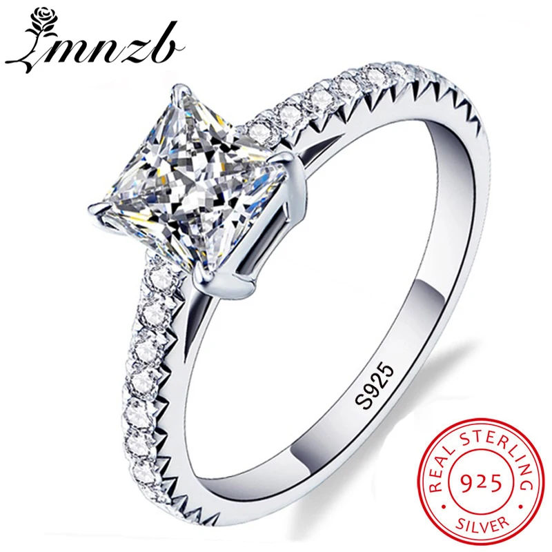 

LMNZB Victoria Wieck Princess Cut Brand Jewelry 925 Sterling Silver Ring Clear 5A CZ Zircon Wedding Bridal Women Rings LR188