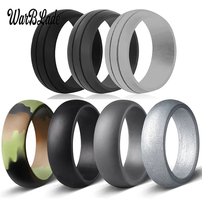 7pcs/set 6-12 Size Hypoallergenic Crossfit Flexible 8mm Silicone Finger Ring Rubber Rings For Men Women Wedding Rings Jewelry