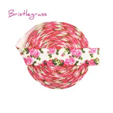 Расцветка из щетинок 5 ярдов 5/" 15 мм с цветочным принтом розы блестящая складывающаяся эластичная лента из спандекса атласная повязка на голову платье-пачка швейная отделка