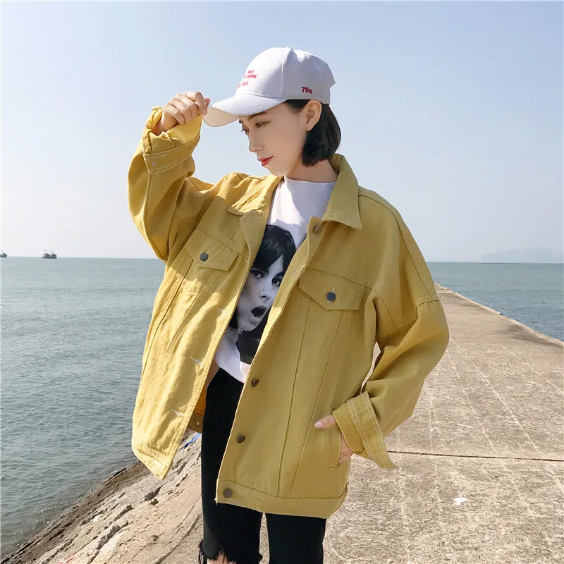 Autumn Denim Coat Women Yellow Jackets 2020 Big size Harajuku Jeans