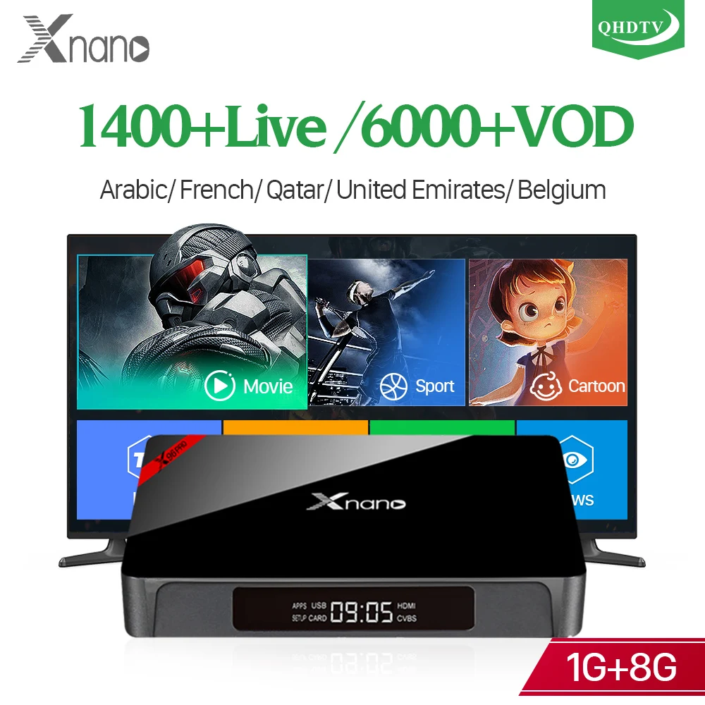 

H.265 Decoder France Arabic QHDTV Android IPTV WIFI XNANO S905X Support BT Dutch Belgium Tunisia Algeria IPTV Smart Android Box