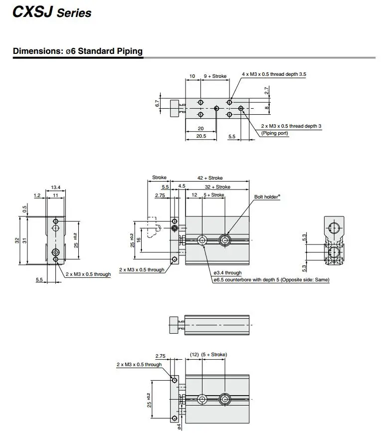 CXSJ series compact cylinder dual rod cylinder 2