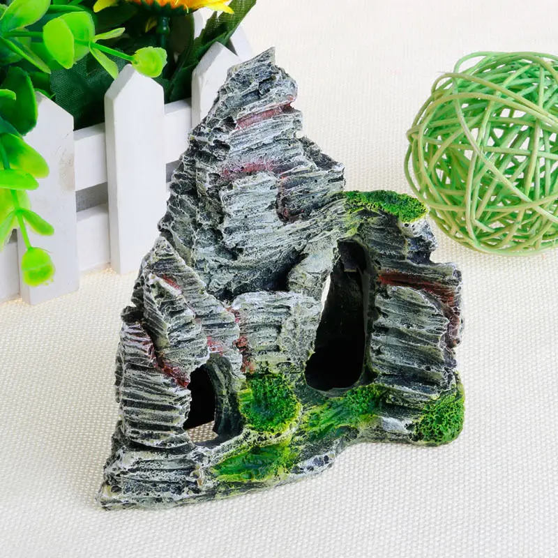 1PC Aquarium Artificial Rockery Resin Ornament Hiding Cave for Fish Tank Underwater Landscaping Decoration