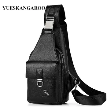 

Kagaroo Luxury Brand USB Charging Leather Chest Bag Men Messenger Bag Casual Crossbody Sling Bag Male Business Chest Pack