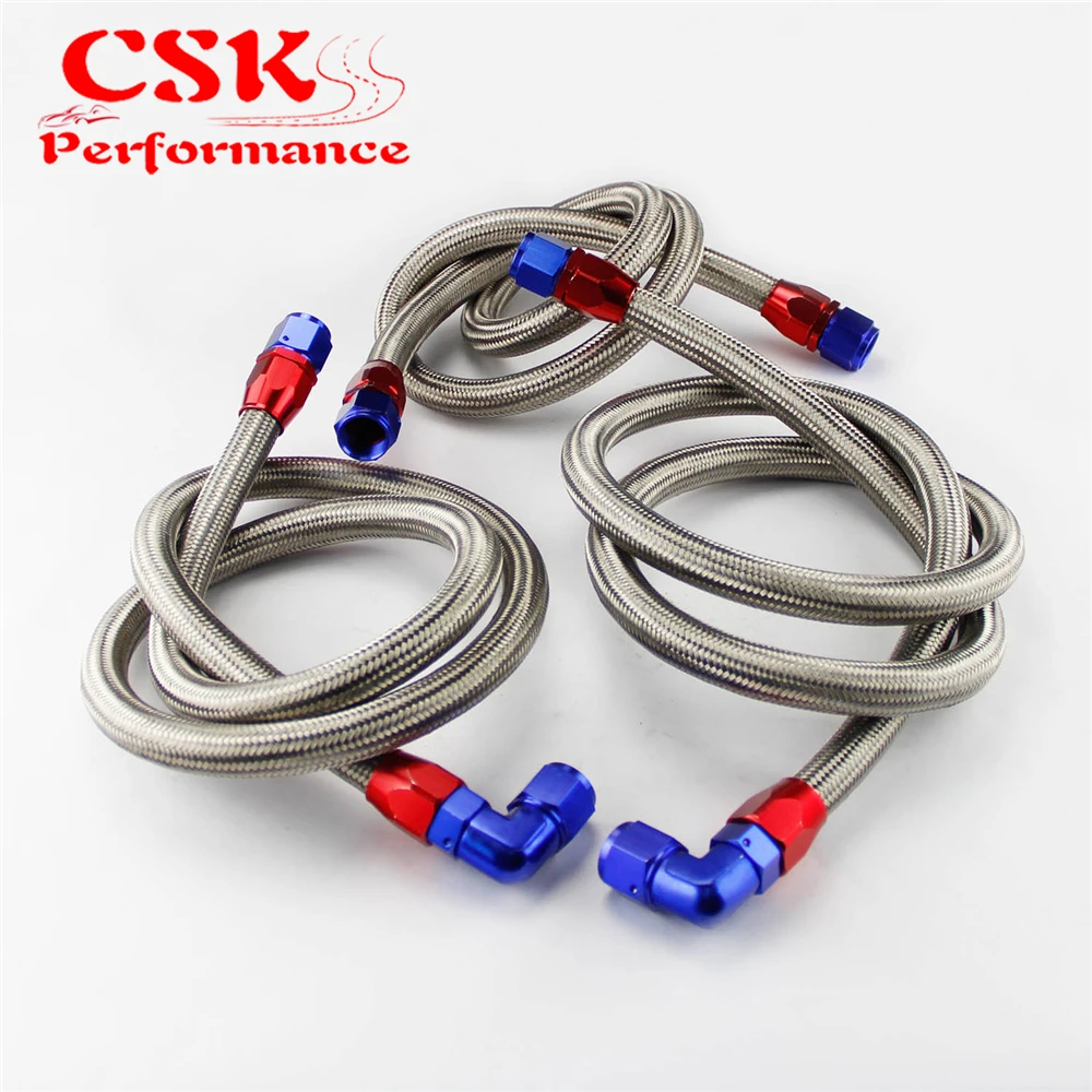 AN10 Stainless Steel/ Nylon Braided Oil/Fuel Line w/ Fittings 1.2m/1.4m