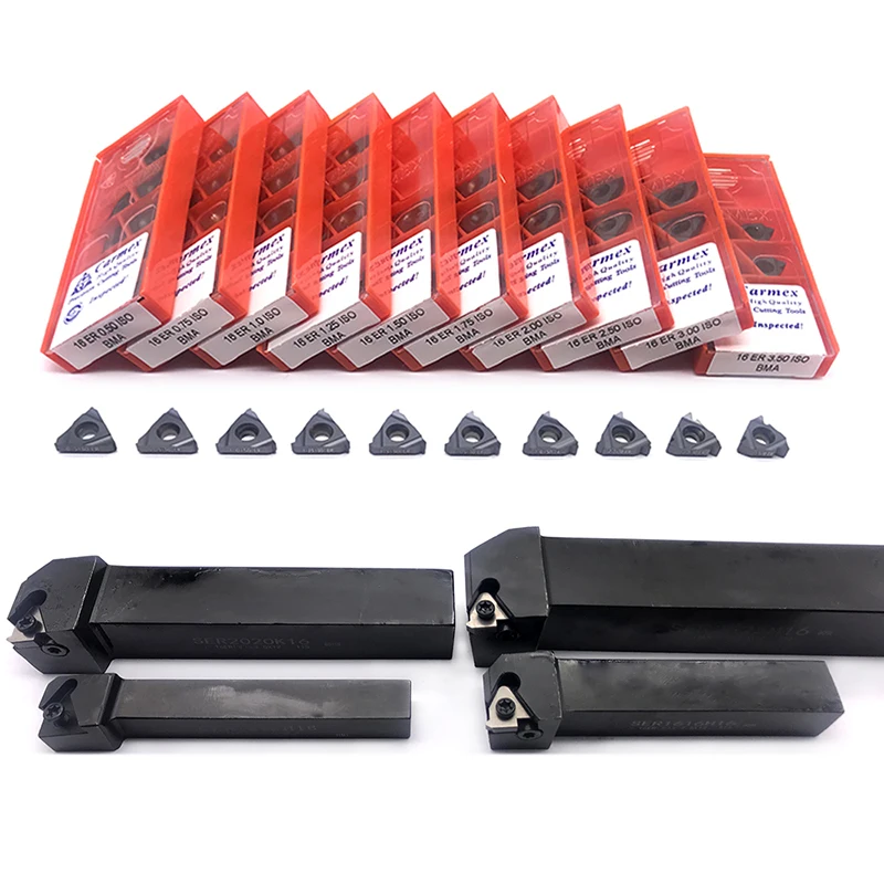 Carmex 1 шт. SER1212H16 SER1616H16 SER2020H16 + 10 16ER 0.5ISO 0.75ISO 1ISO 1.25ISO BMA CNC Твердосплавные вставки