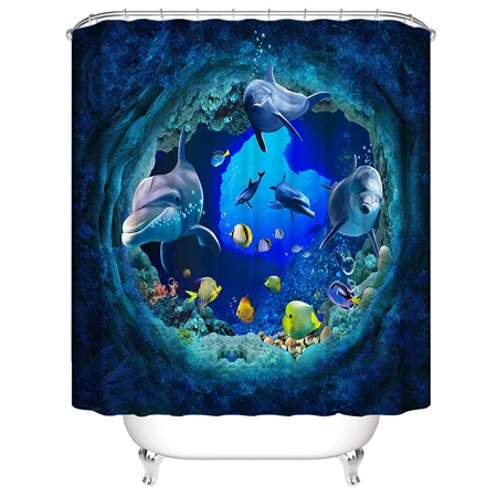 Shower Curtain B 3 шт./компл. шторка для ванны наборы креативная занавеска для душа морская черепаха печать прочный водонепроницаемый коврик для унитаза нескользящий коврик - Цвет: Shower Curtain B