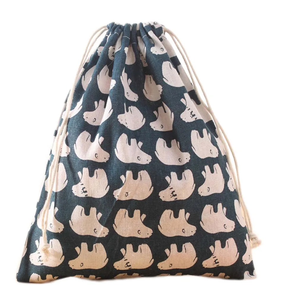 Cute Signature Cotton Storage drawstring Bags Drawstring Backpack Baby Kids Toys Travel Shoes Laundry Lingerie Makeup Pouch