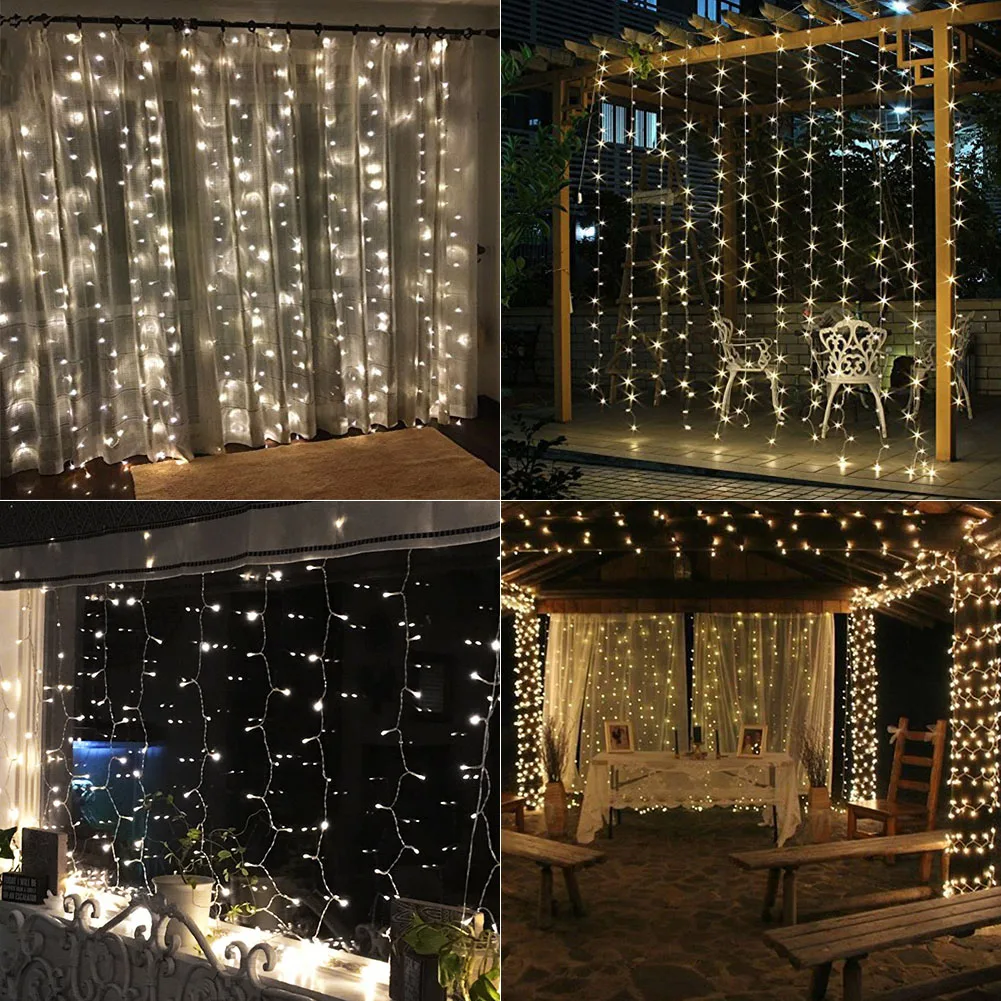 

LED Garland String Fairy Lights 220V Window Curtain Hanging Lamp 3.5M 96Led for New Year Christmas Valentines Wedding Decoration
