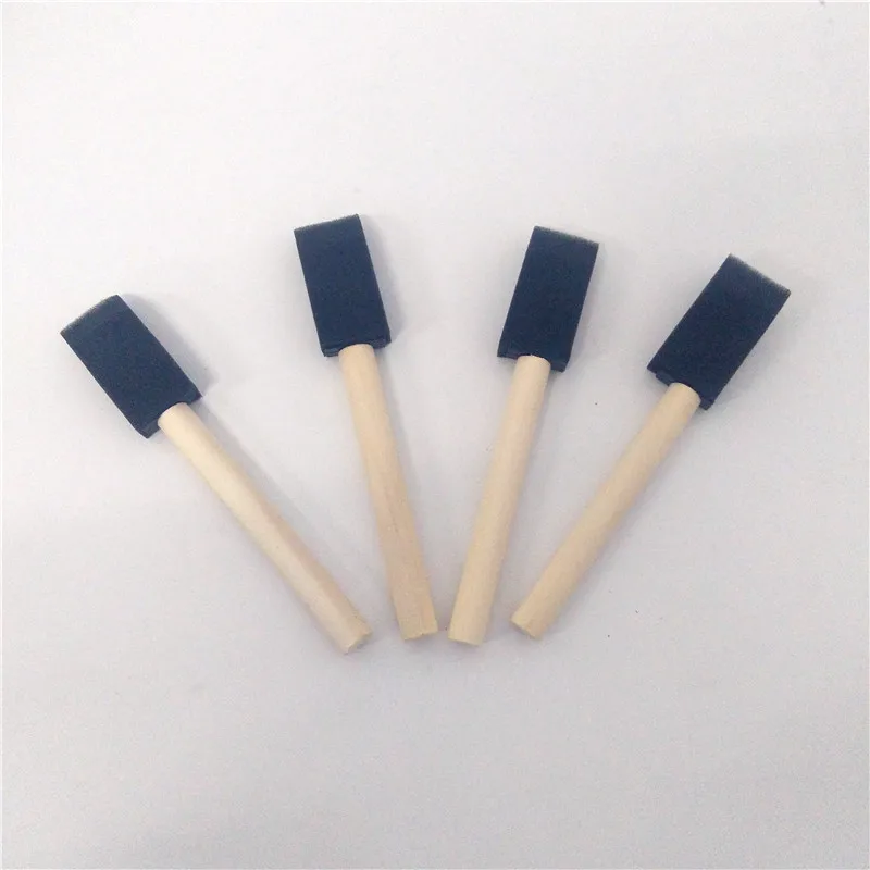

4pc width 2.5cm Foam Brush Set Sponge Paint Brush Wooden Handel Watercolor Oil Painting Cute Art Tools Students Stationery