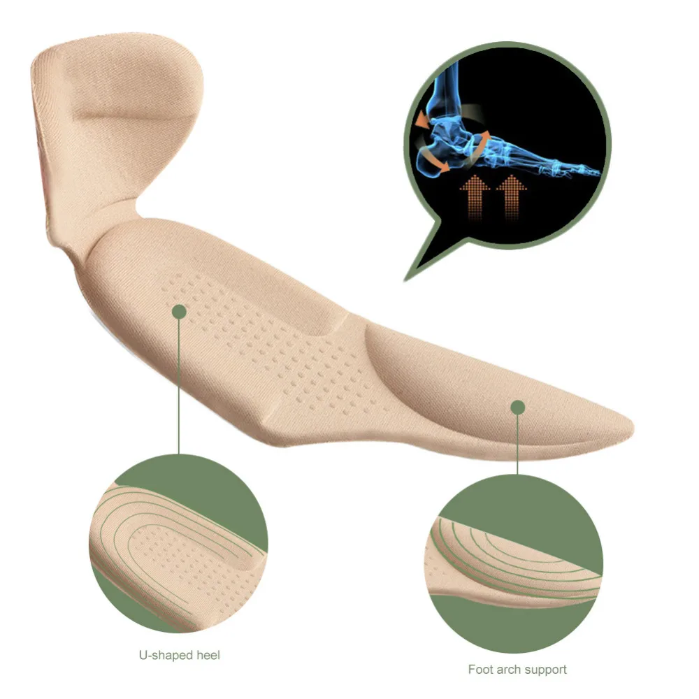 Elino Non-slip Shoe Pads for Lady High Heels Women Arch Support Heel Spur Protector Massage Cushions Sponge Insoles Black Beige