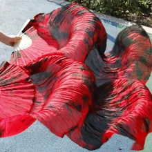 Женская Высококачественная китайская шелковая вуаль для поклонников танцев, пара фанатов для танца живота, дешевая горячая Распродажа, цвет: красный+ черный