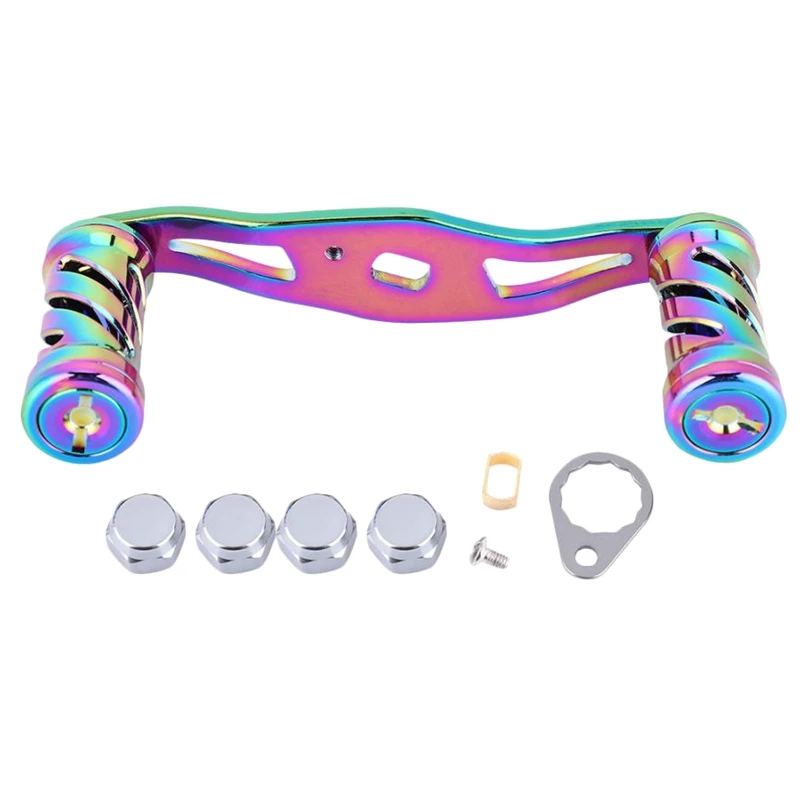 

New Fishing Reel Rocker Arm Knob Handle Rainbow Color Reel Handle Metal Fishing Rocker Reel Accessory Fishing Tool