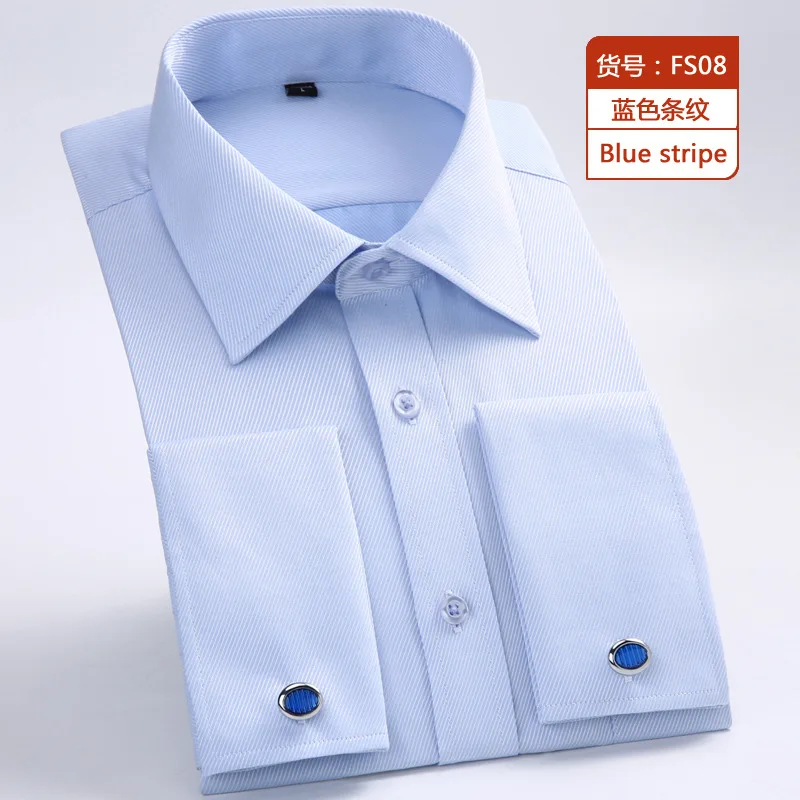 Брендовая Высококачественная Новинка модные французские запонки для рубашки мужские Рубашки приталенные с длинным рукавом Хлопок 4XL 10 цветов - Цвет: 05