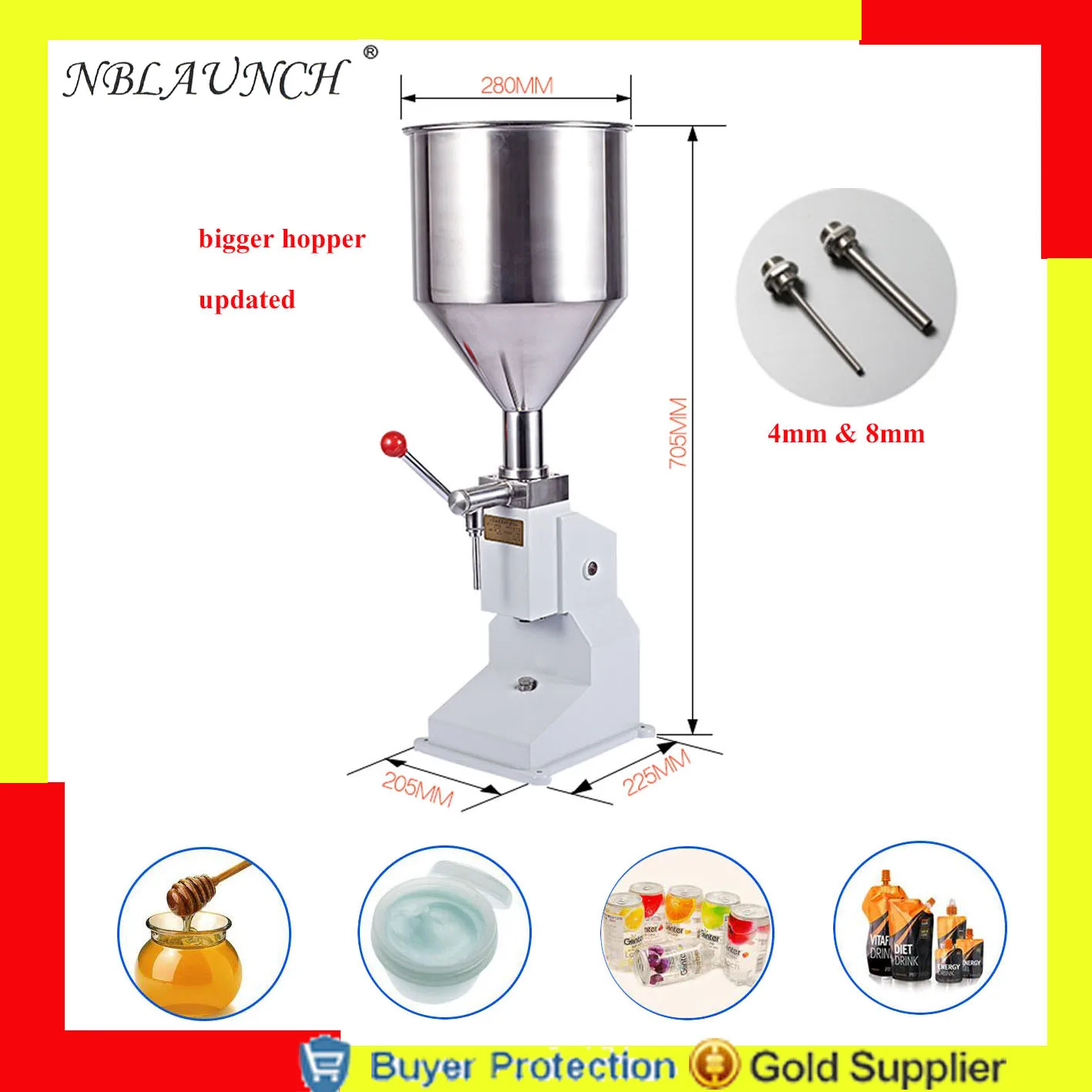 

Manual Cream Honey Paste Filling Machine Shampoo Liquid Cosmetic Paste Oil Honey Drink Perfume Hand Press Filler Free shipping
