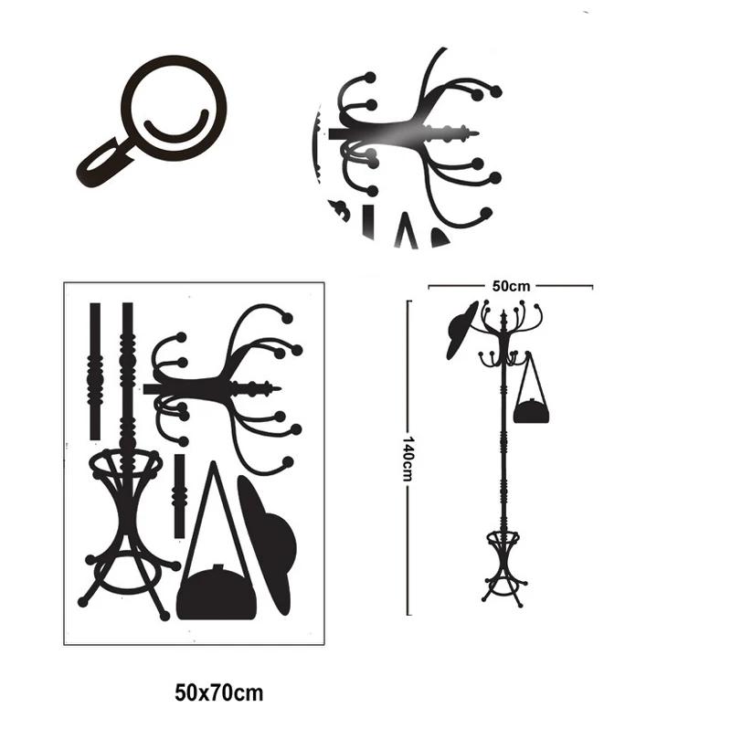 3D визуальная иллюзия, вешалка, вешалка для одежды, настенные наклейки для гостиной, спальни, наклейки, обои, домашний декор 140x50 см