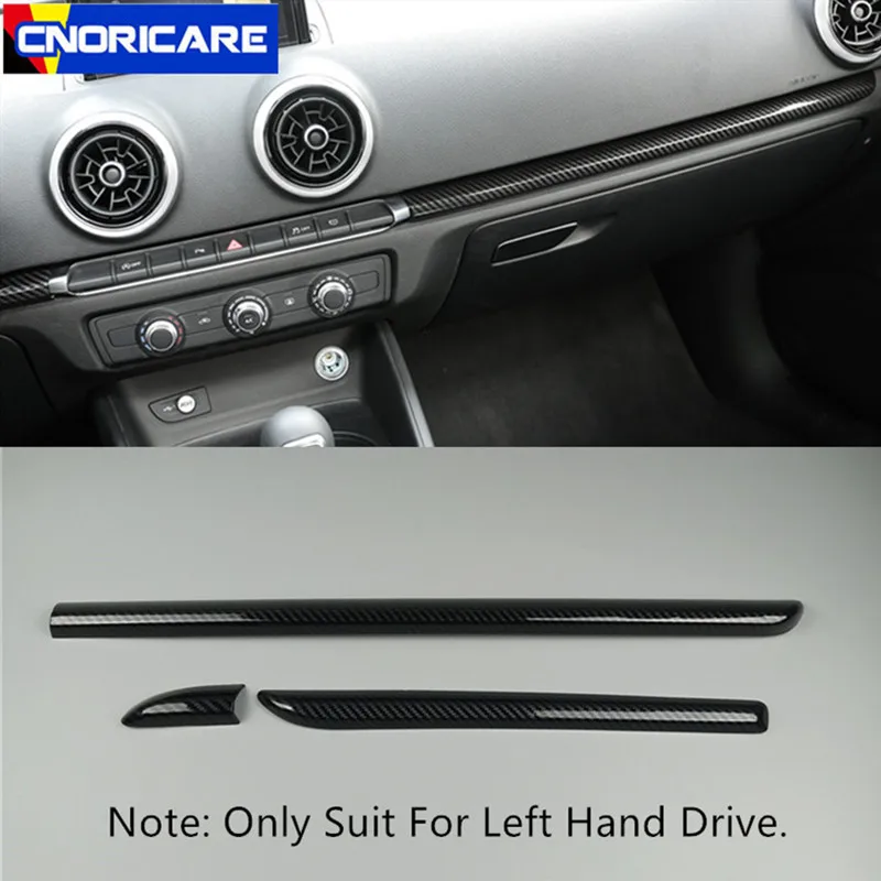 

Carbon Fiber Color Car Center Console Dashboard Trim Strips 3pcs For Audi A3 8V 2014-18 LHD ABS Interior Modified Accessories