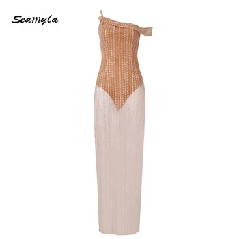 

Seamyla Celebrity Party Dress Women 2020 New Sleeveless Vestidos Long Dress Sexy Clubwear Winter Runway Dresses Drop Shipping