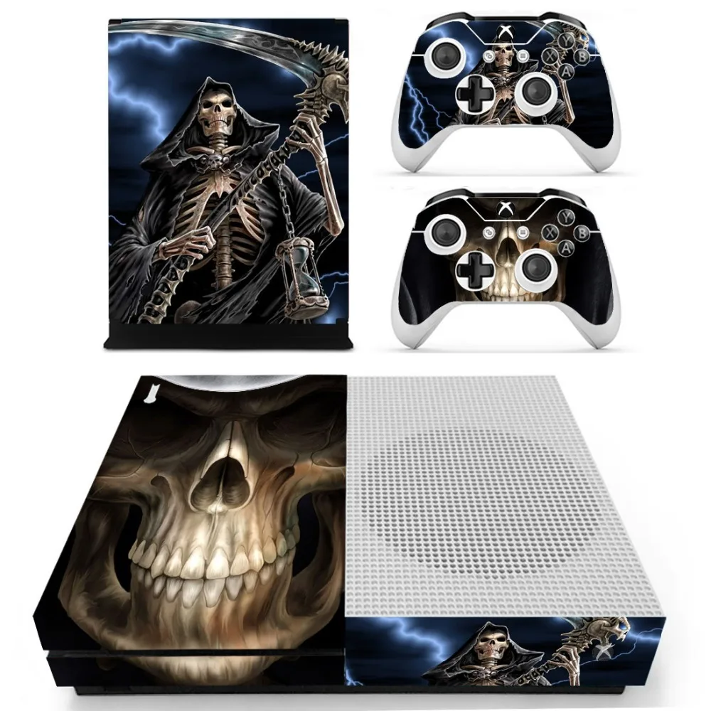 Наклейки с черепом Vinly Skin для XBOX One S консоли двумя беспроводными